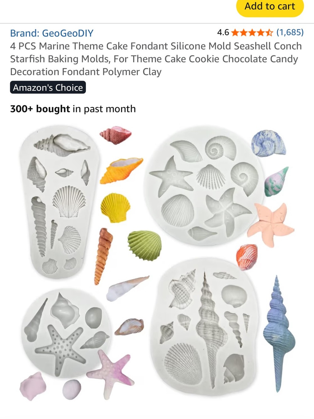 White Silicone Marine Theme Fondant Mold Set - Seashell & Starfish